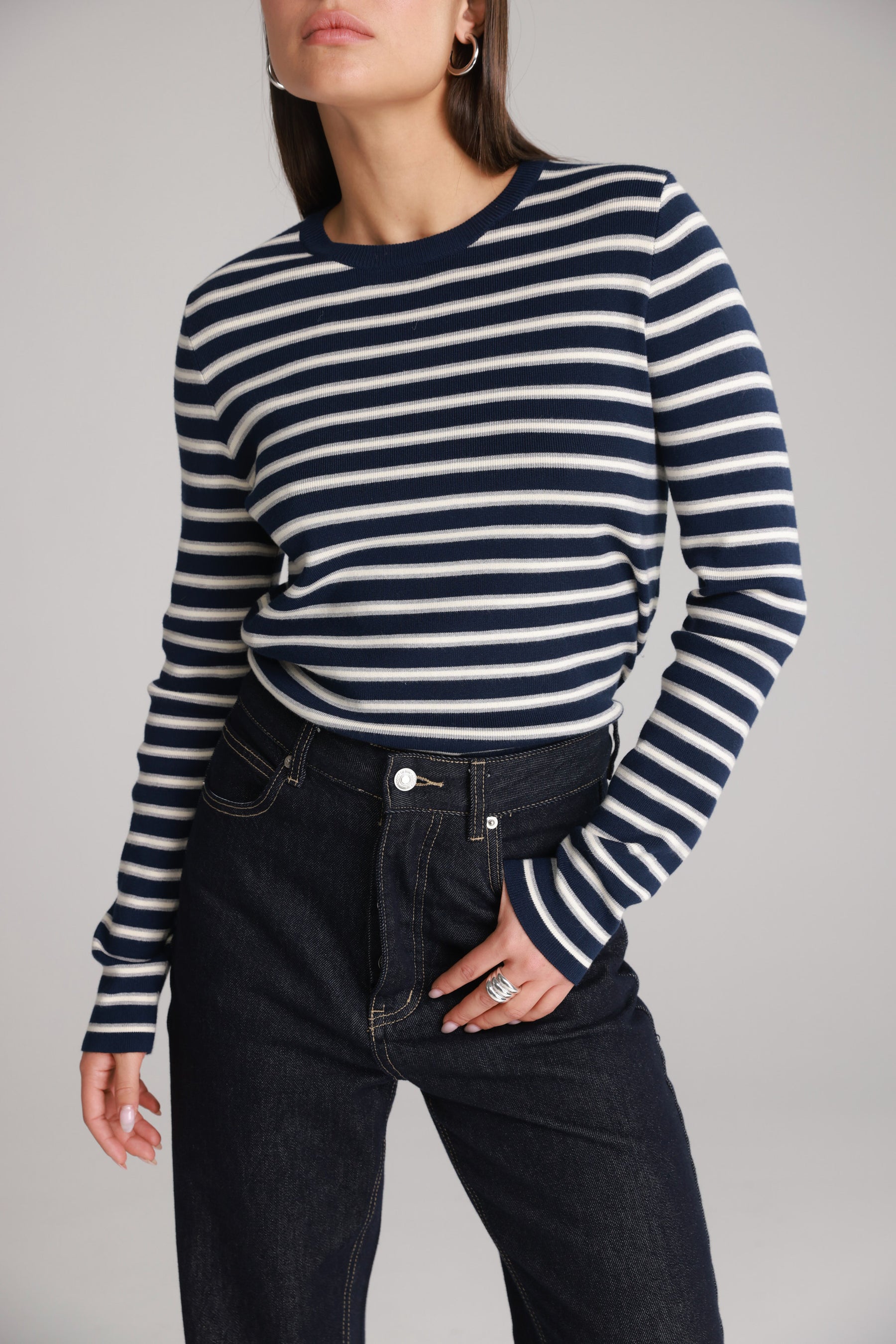 חולצת אוליבר פסים נייבי/שמנת