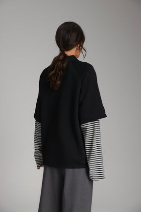 חולצת מריו שחור/אפור