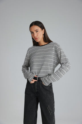 חולצת מורנה פסים אפור/שחור