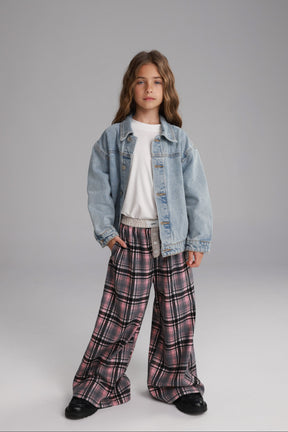 מכנסי נאלי משבצות ורודות