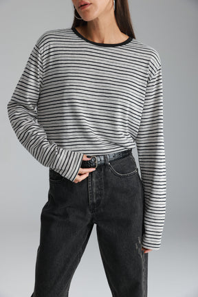 חולצת מורנה פסים אפור/שחור