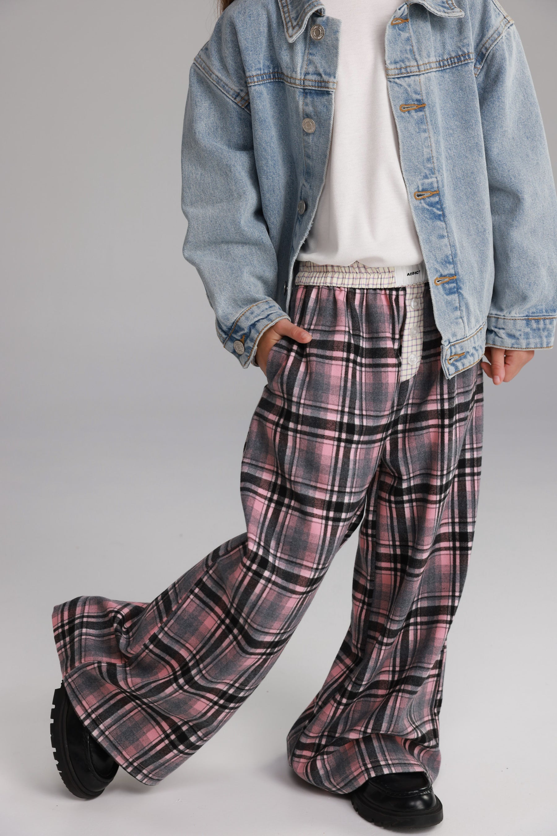 מכנסי נאלי משבצות ורודות