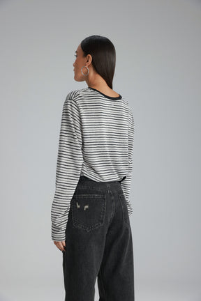 חולצת מורנה פסים אפור/שחור