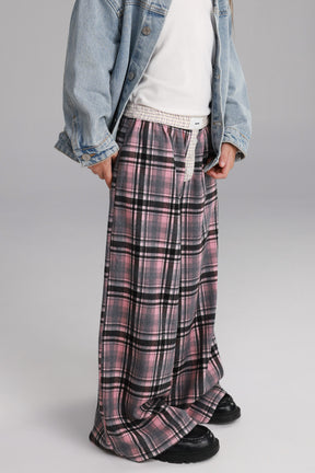 מכנסי נאלי משבצות ורודות