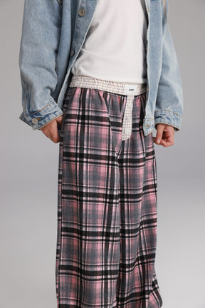 מכנסי נאלי משבצות ורודות