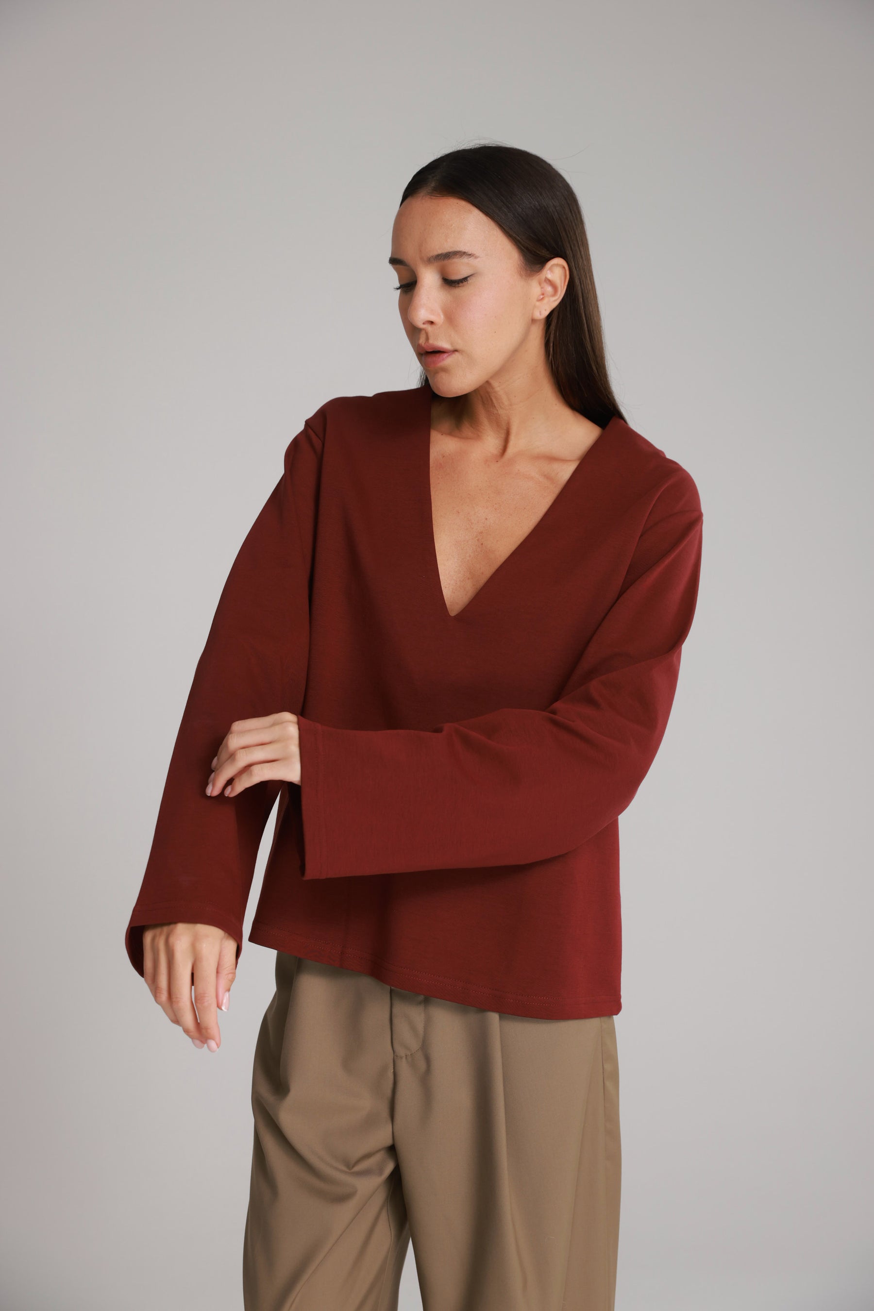 חולצת פרטון בורדו