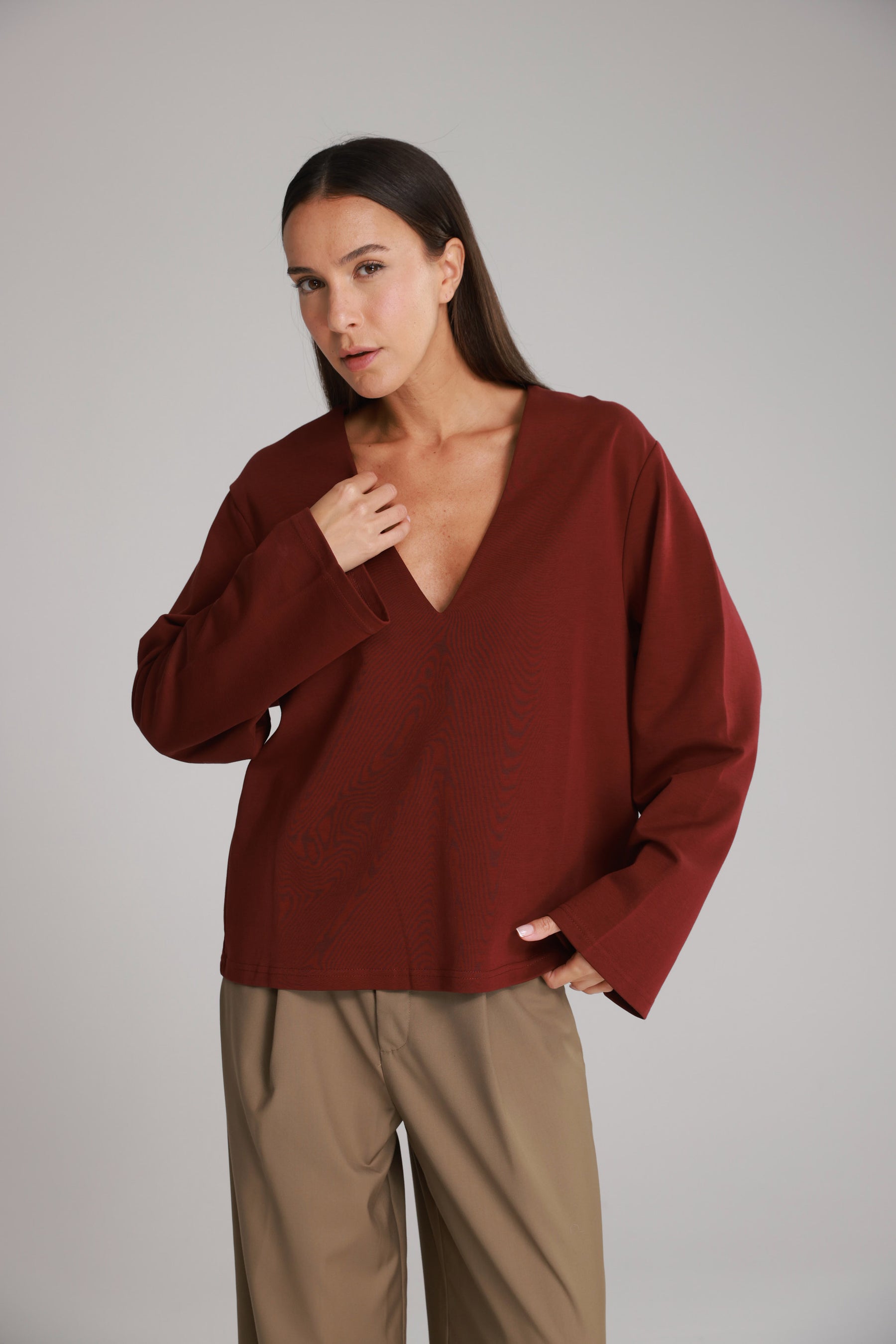 חולצת פרטון בורדו