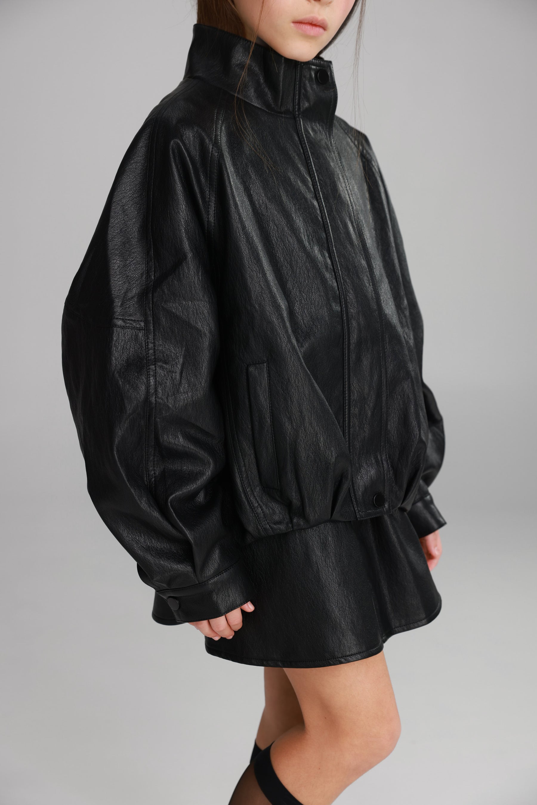 מעיל מייליס דמוי עור שחור