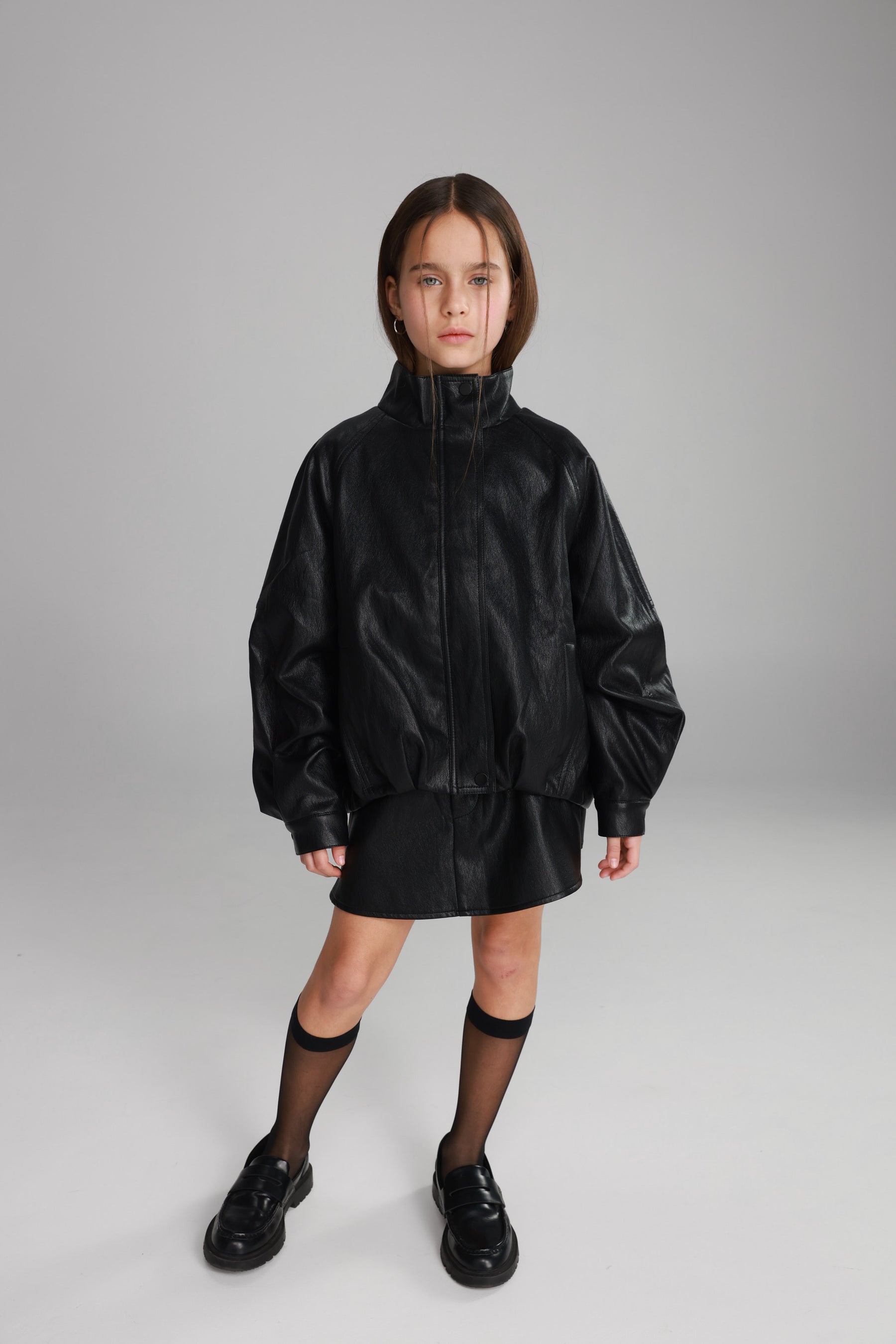 מעיל מייליס דמוי עור שחור