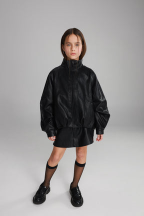 חצאית מייליס דמוי עור שחורה