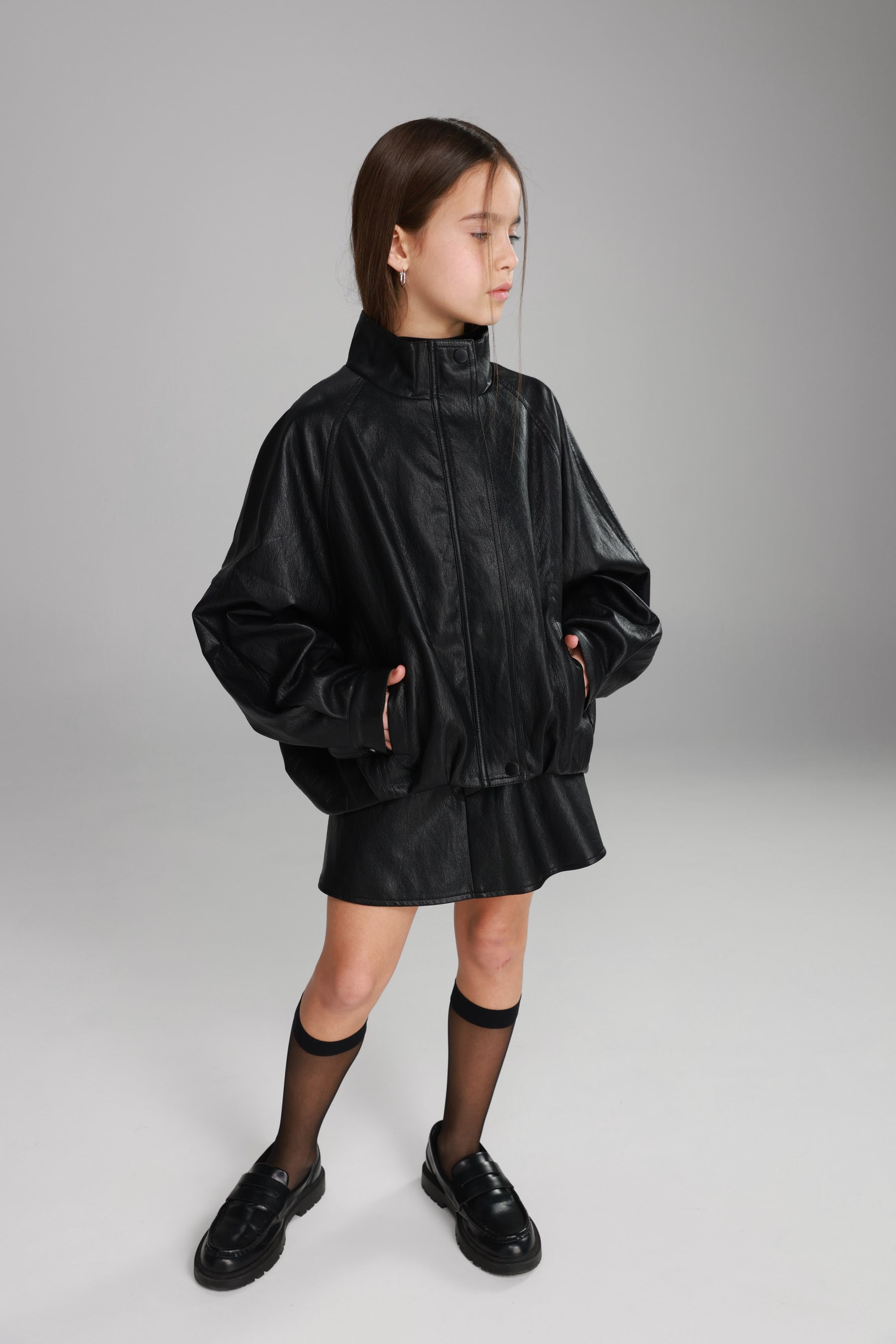 מעיל מייליס דמוי עור שחור