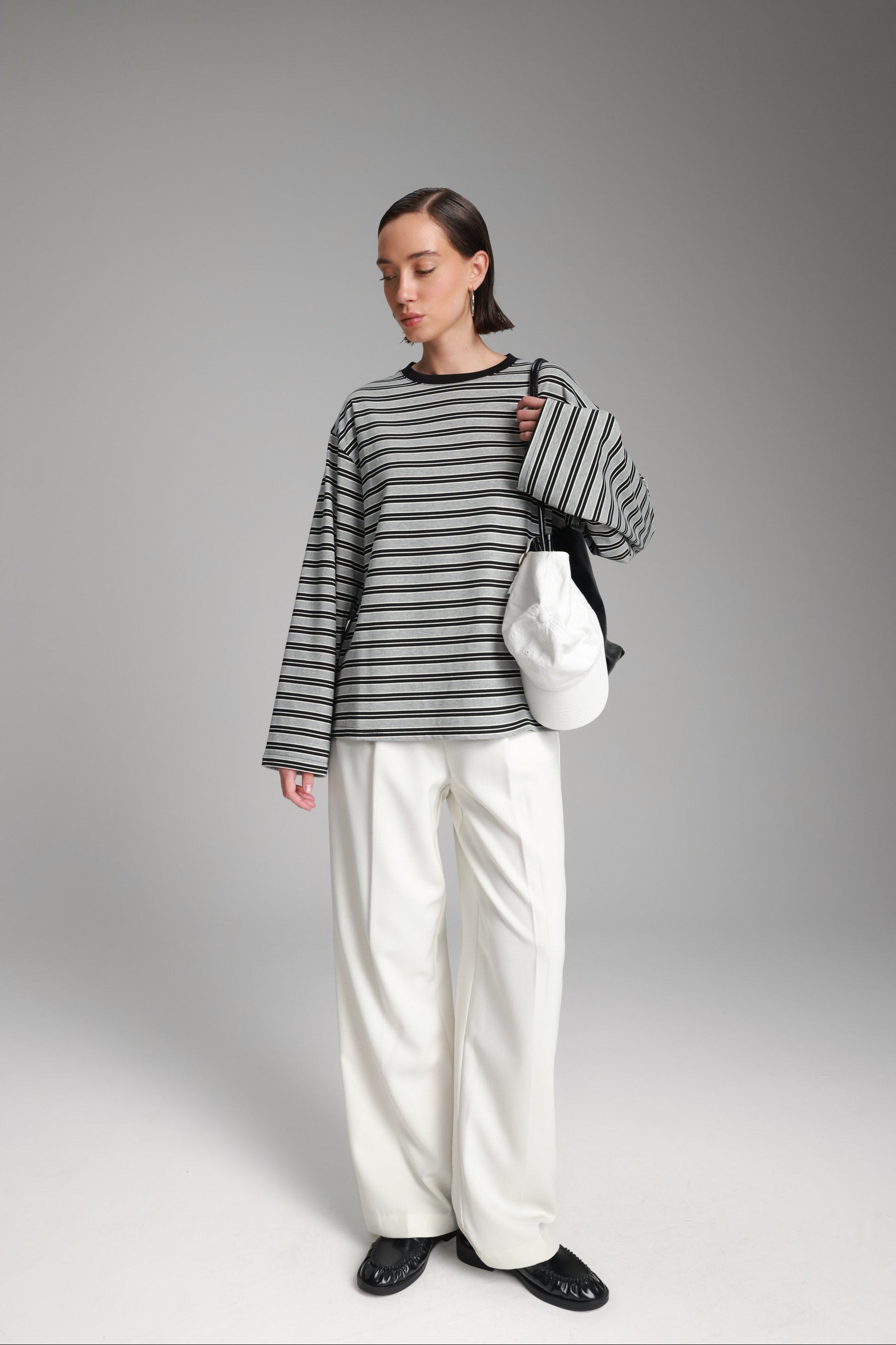 חולצת מורינה פסים אפור/שחור