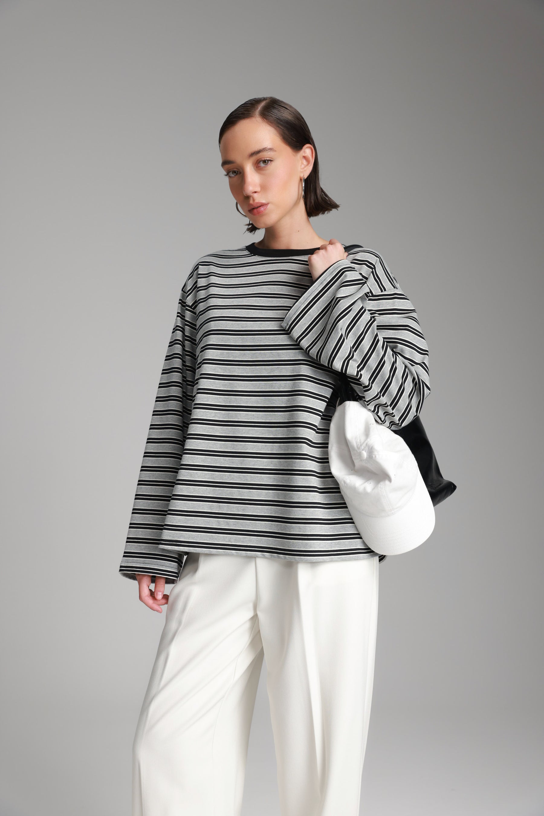 חולצת מורינה פסים אפור/שחור