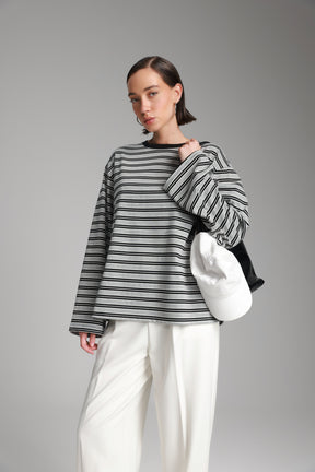 חולצת מורינה פסים אפור/שחור