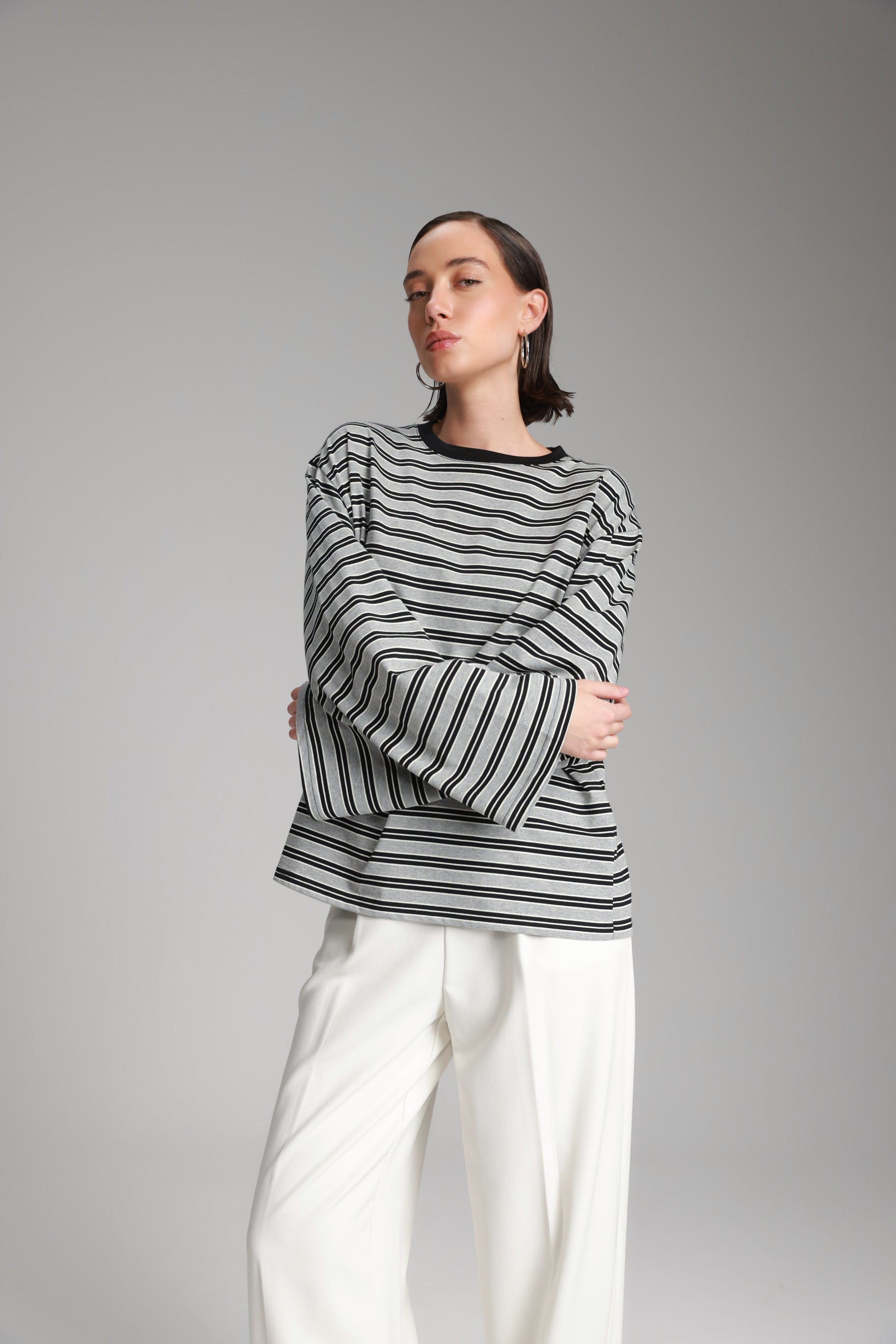 חולצת מורינה פסים אפור/שחור