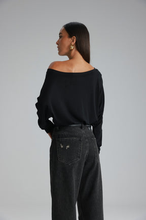 חולצת סלינה שחורה