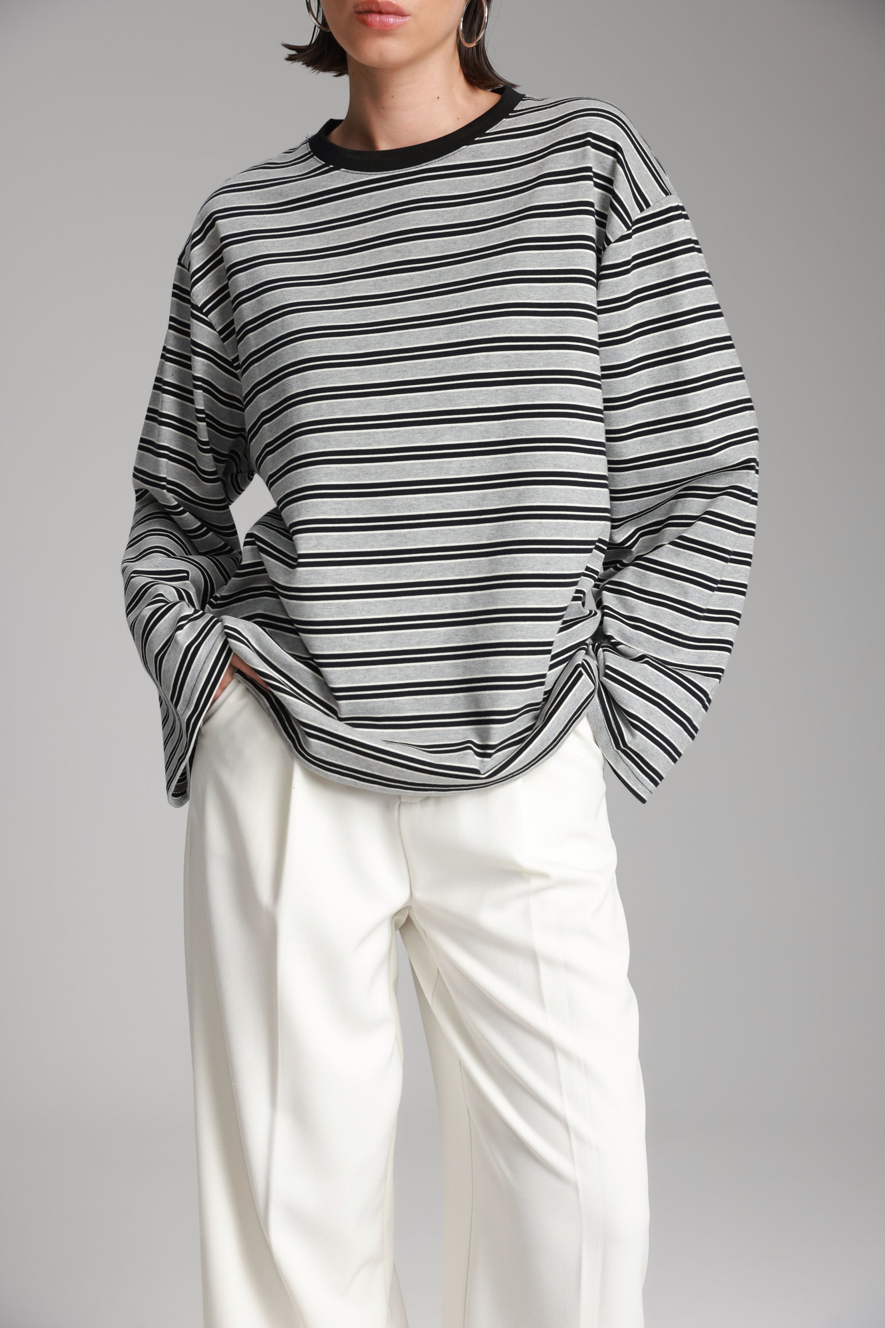 חולצת מורינה פסים אפור/שחור