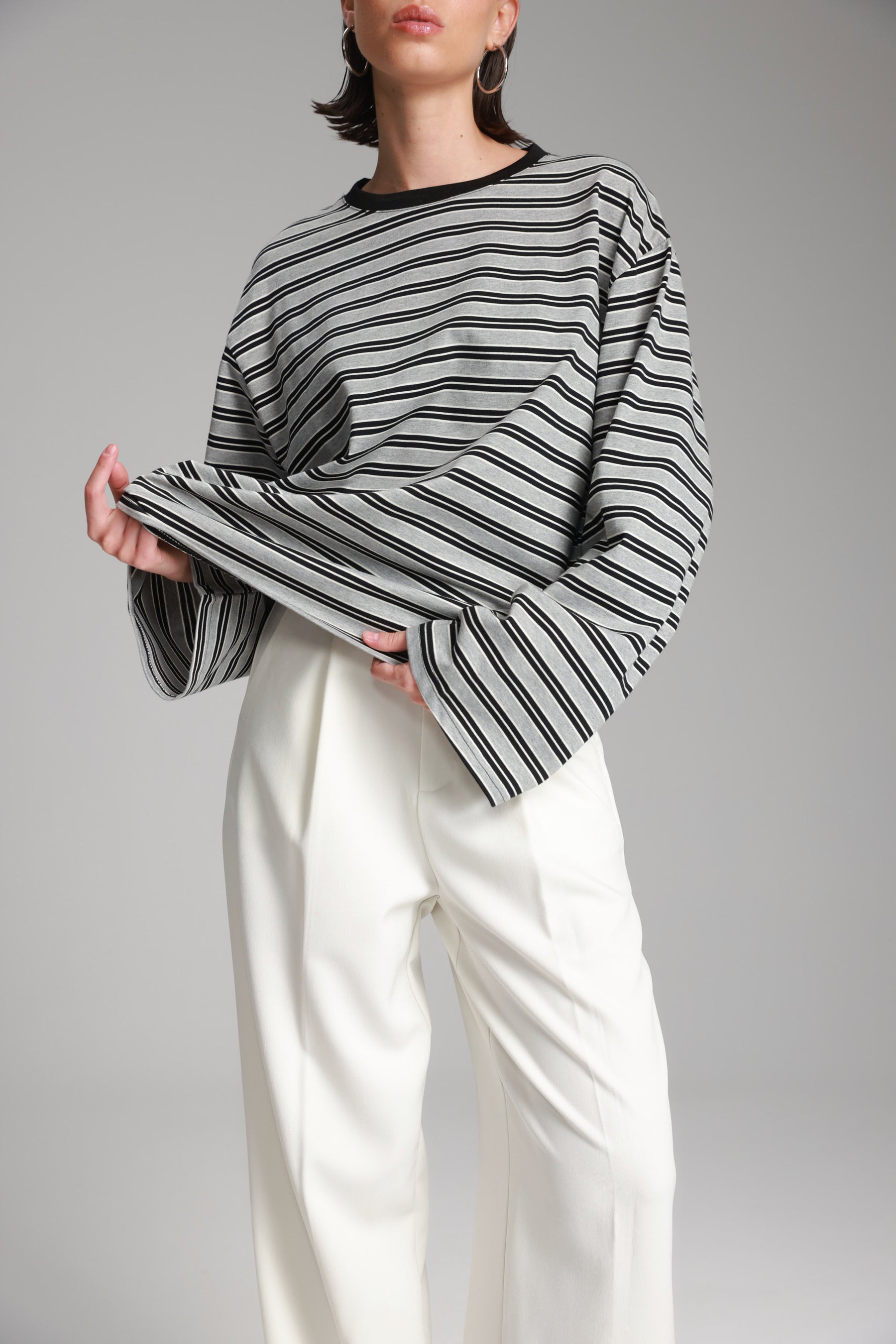 חולצת מורינה פסים אפור/שחור