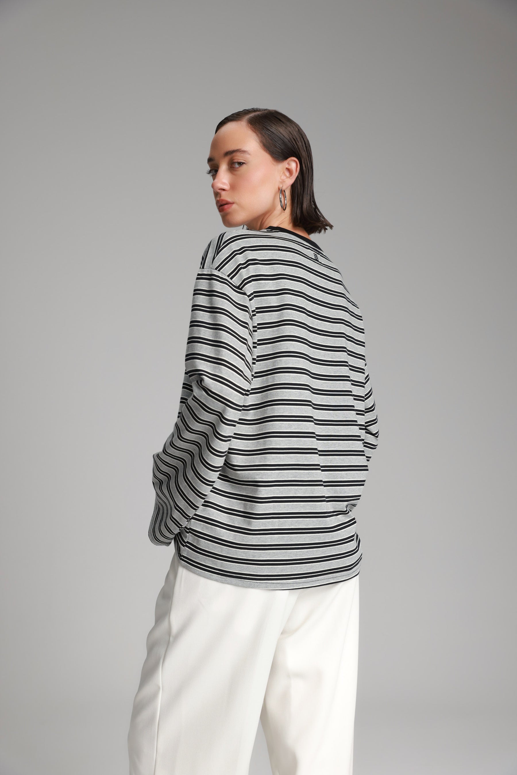 חולצת מורינה פסים אפור/שחור