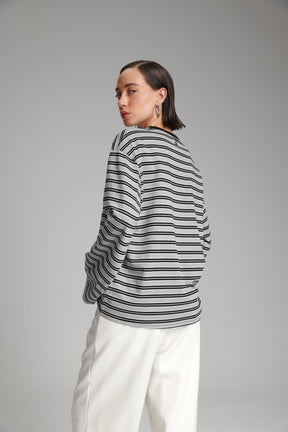 חולצת מורינה פסים אפור/שחור