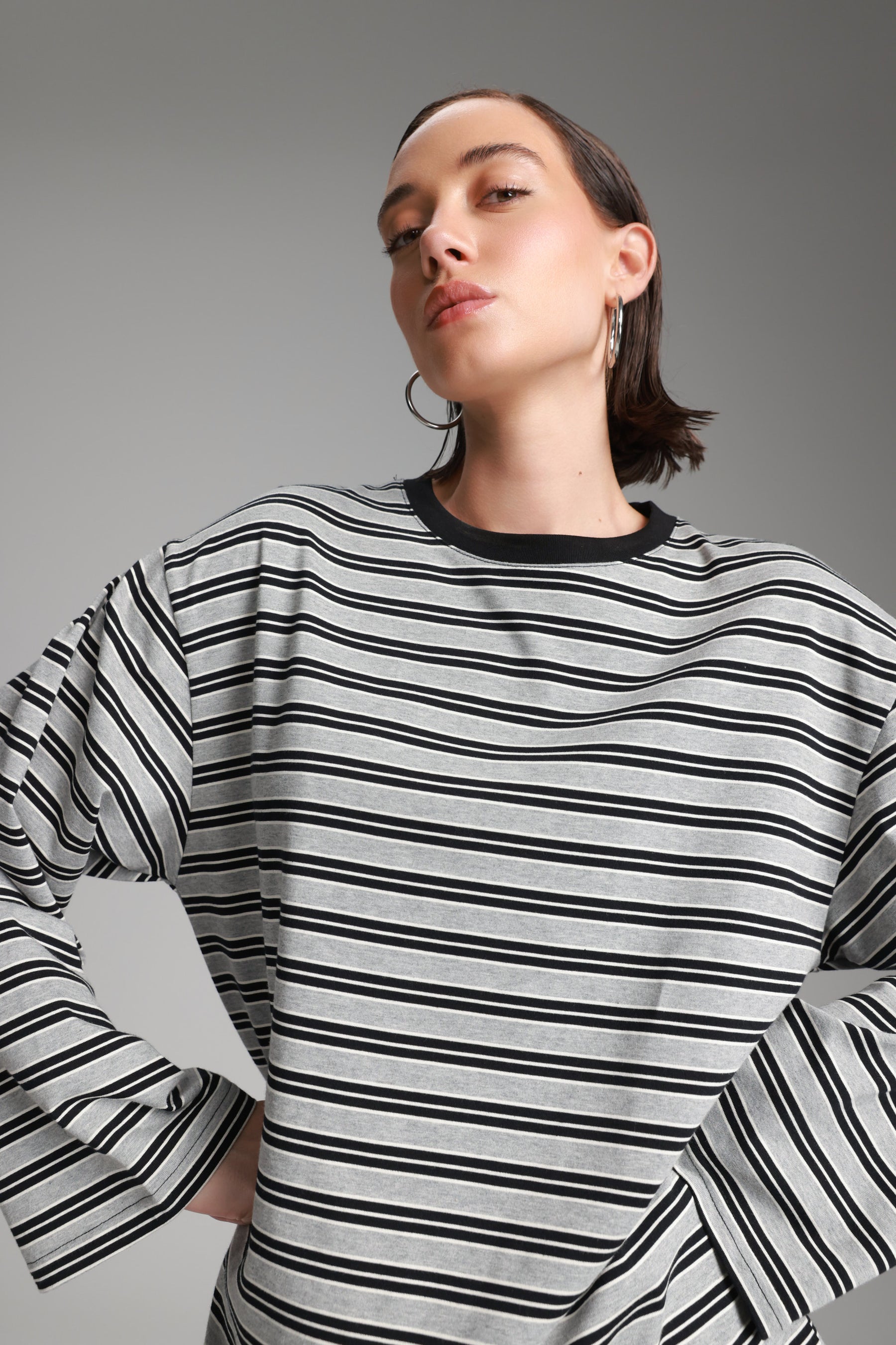 חולצת מורינה פסים אפור/שחור
