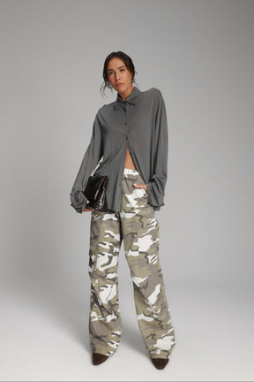 חולצת ליבי מכופתרת אפור כהה