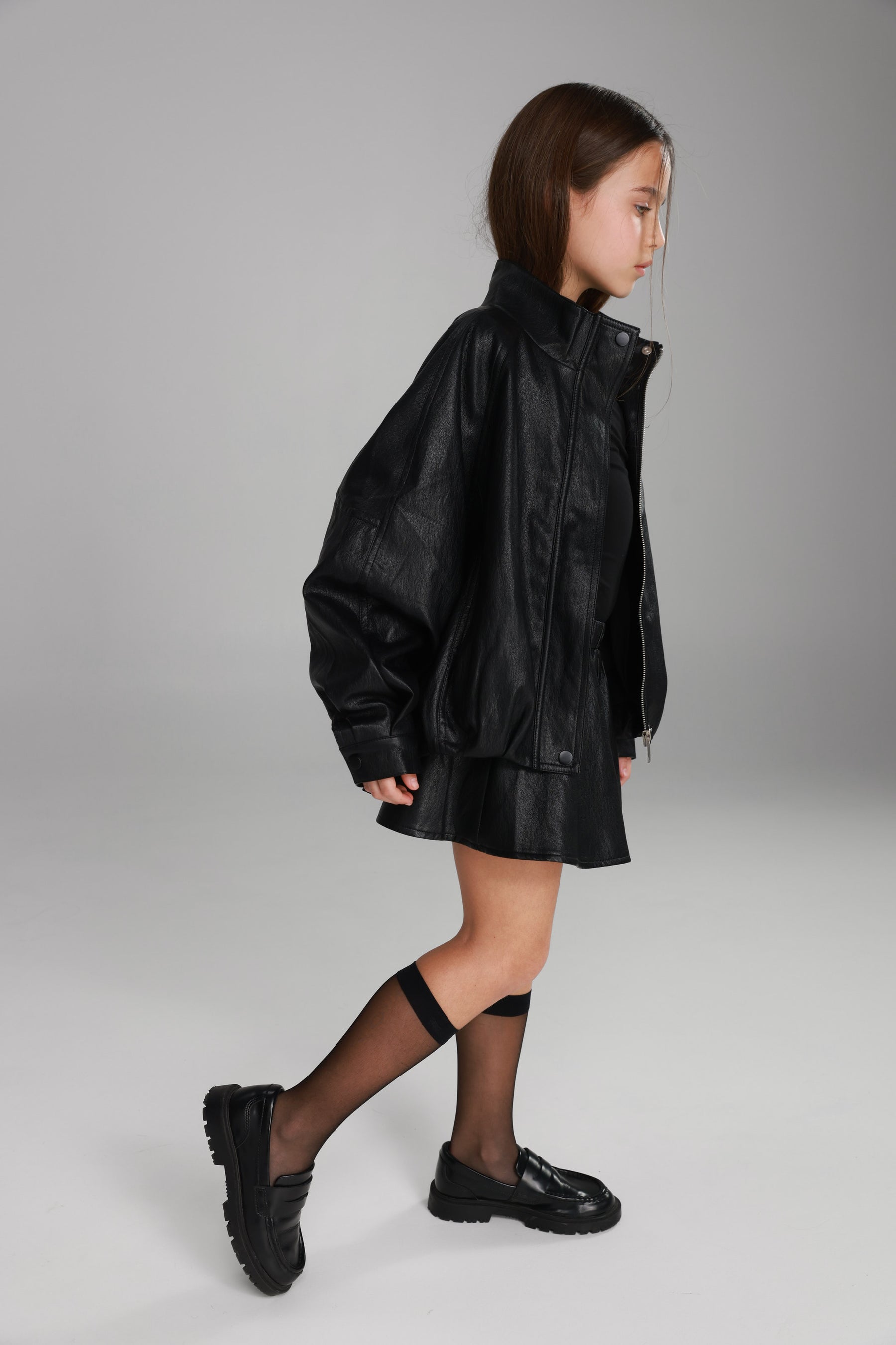 מעיל מייליס דמוי עור שחור