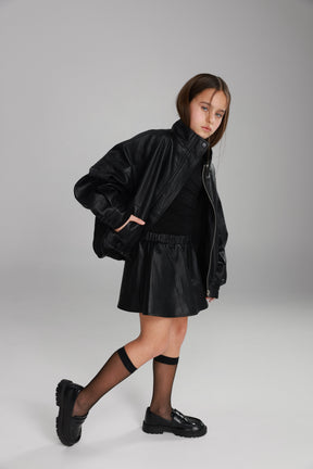 חצאית מייליס דמוי עור שחורה