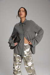 חולצת ליבי מכופתרת אפור כהה