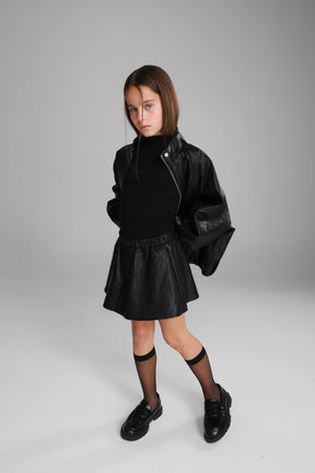 חצאית מייליס דמוי עור שחורה