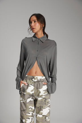 חולצת ליבי מכופתרת אפור כהה