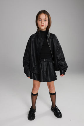 חצאית מייליס דמוי עור שחורה