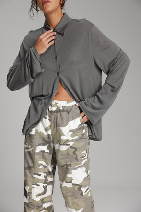 חולצת ליבי מכופתרת אפור כהה