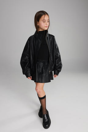 חצאית מייליס דמוי עור שחורה