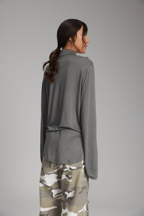 חולצת ליבי מכופתרת אפור כהה