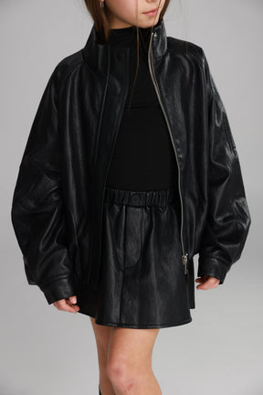 חצאית מייליס דמוי עור שחורה