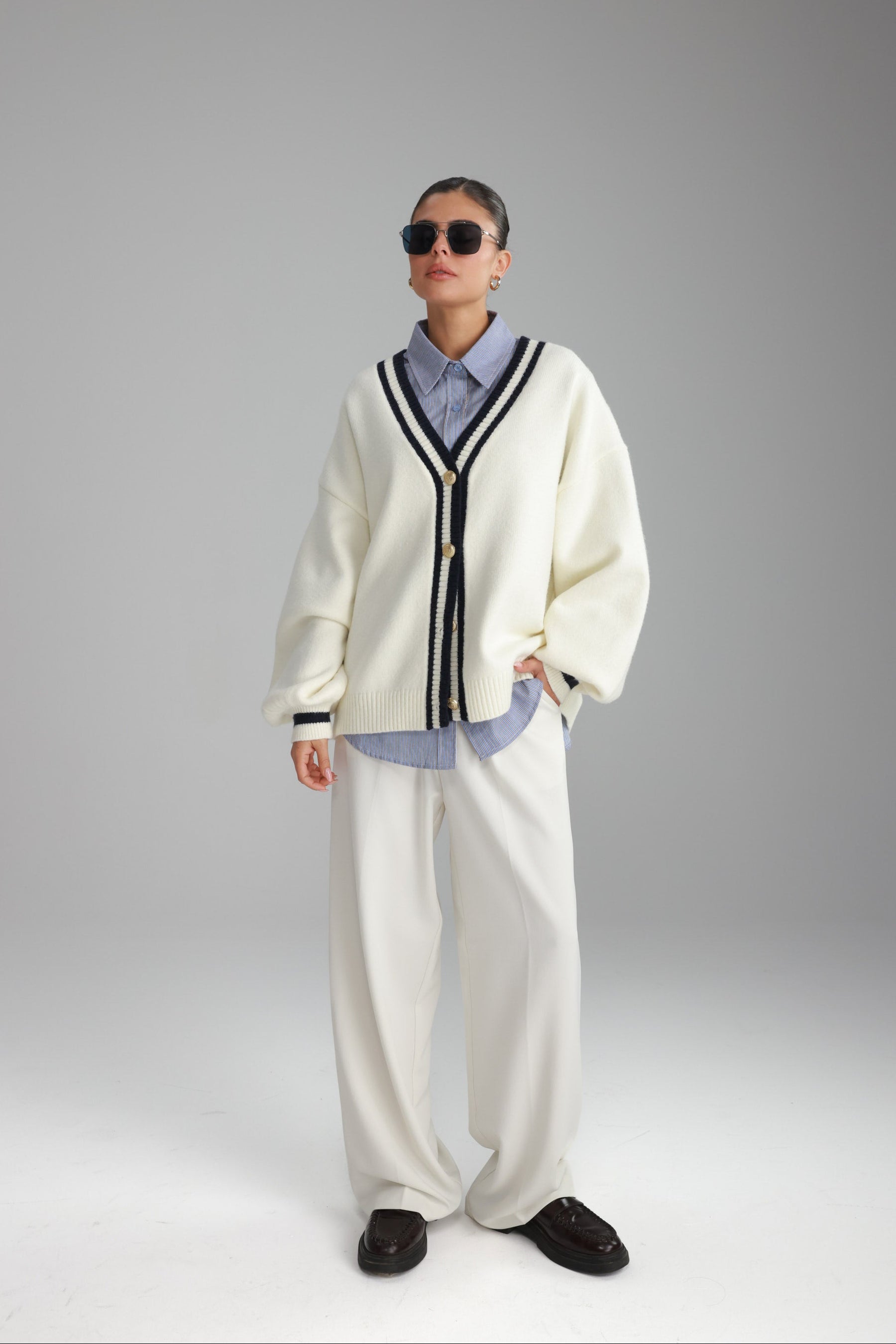 סוודר לוקה שמנת