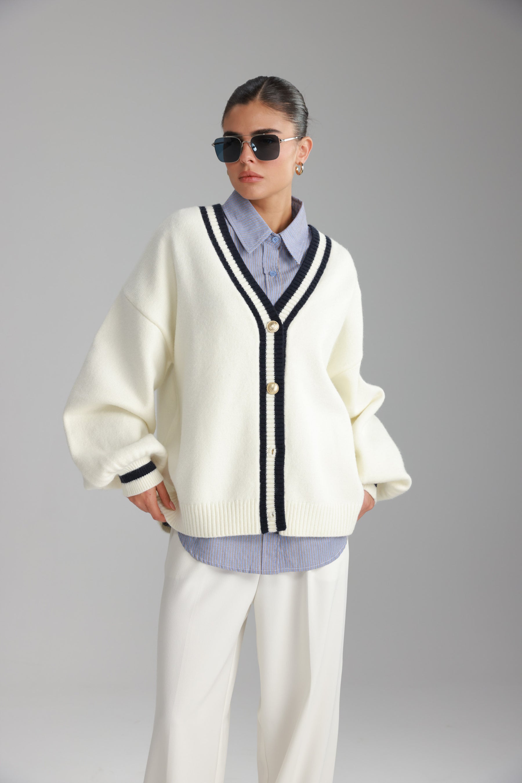 סוודר לוקה שמנת