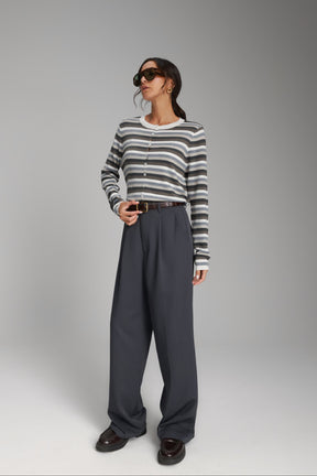 סריג ג'ול פסים אפורים