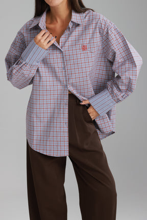 חולצת קולינה תכלת/בורדו