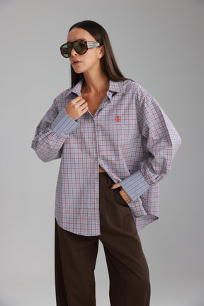 חולצת קולינה תכלת/בורדו