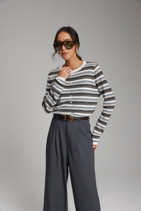 סריג ג'ול פסים אפורים