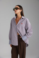 חולצת קולינה תכלת/בורדו