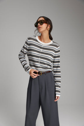 סריג ג'ול פסים אפורים