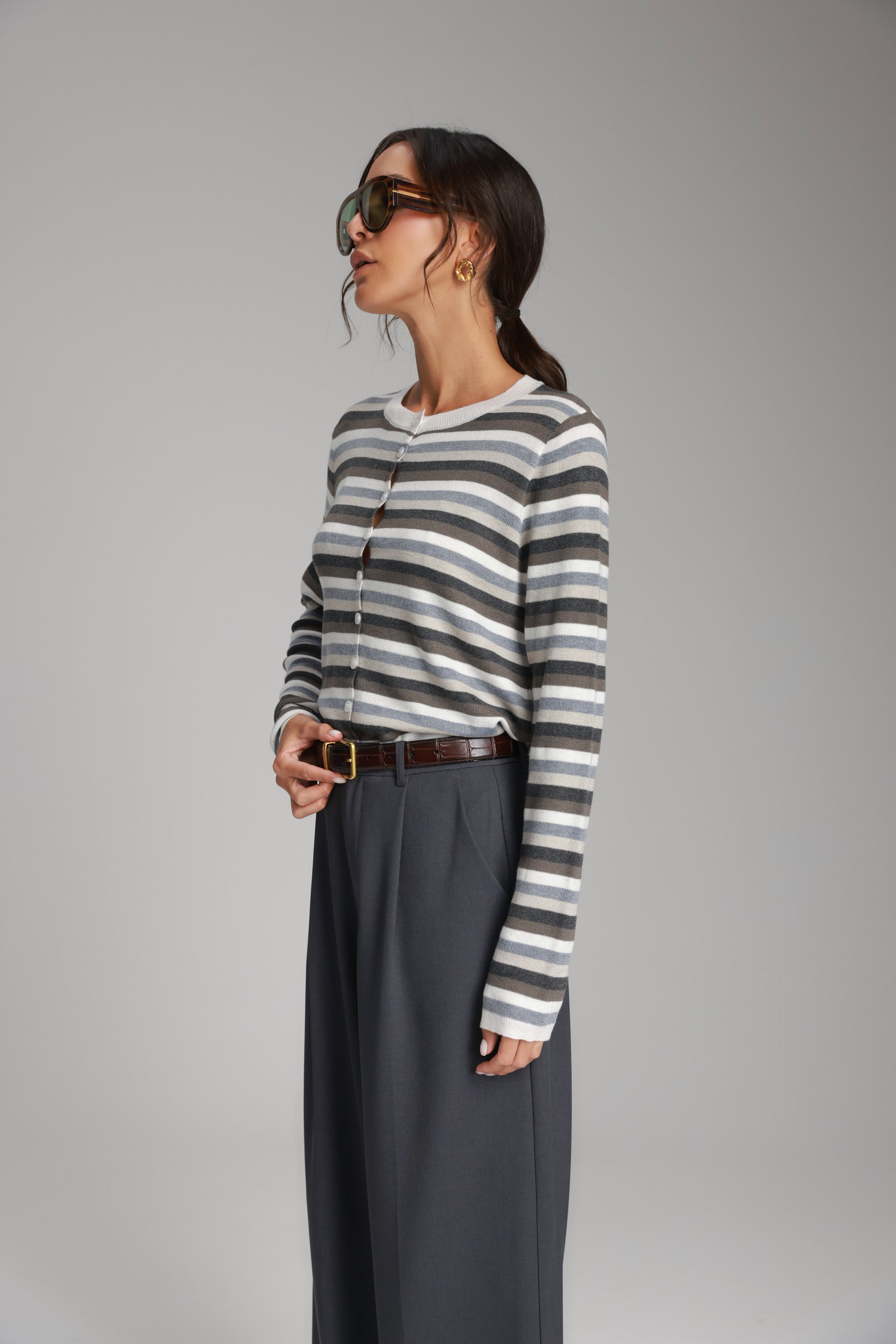 סריג ג'ול פסים אפורים