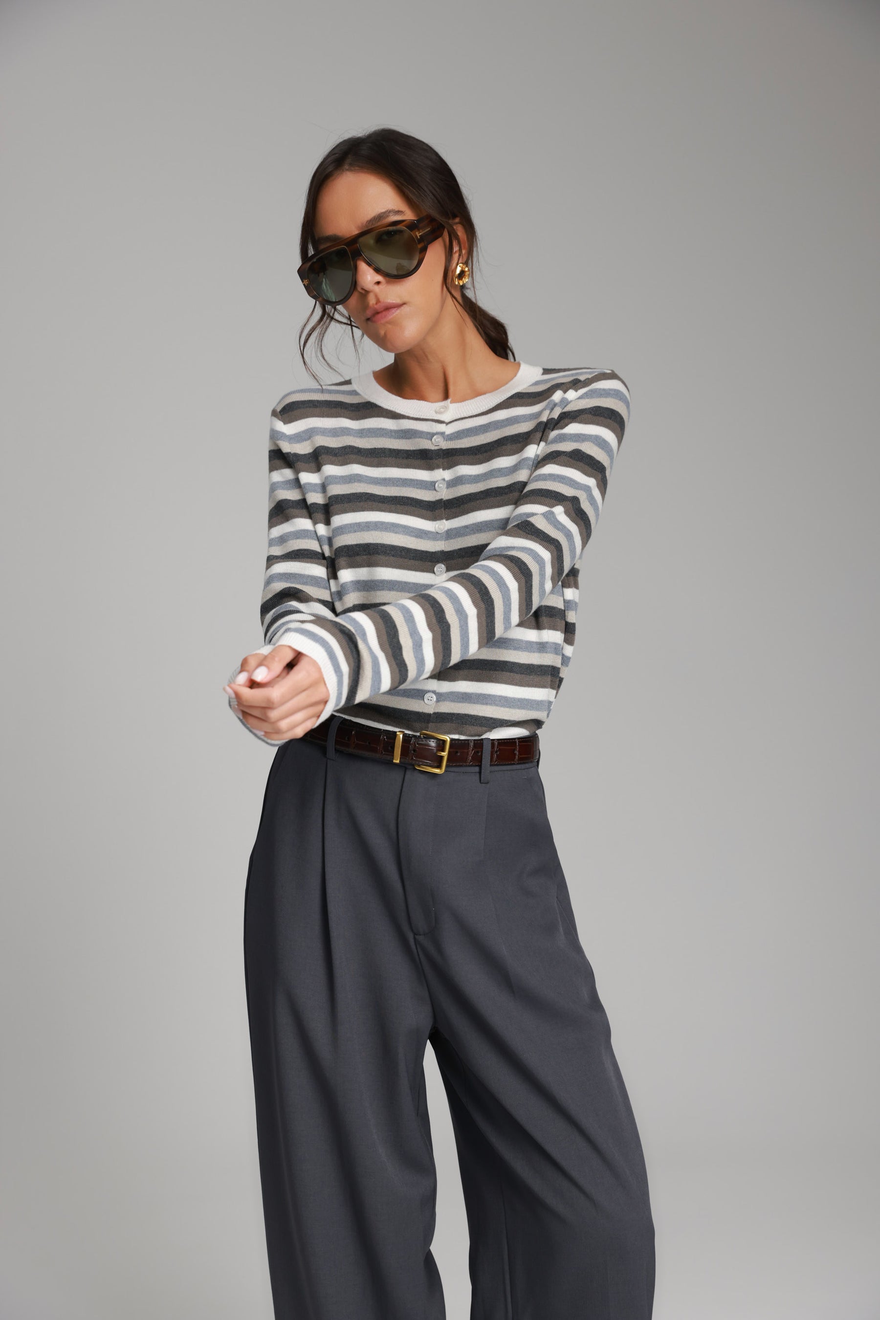 סריג ג'ול פסים אפורים