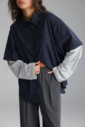 חולצת נארה נייבי/אפור