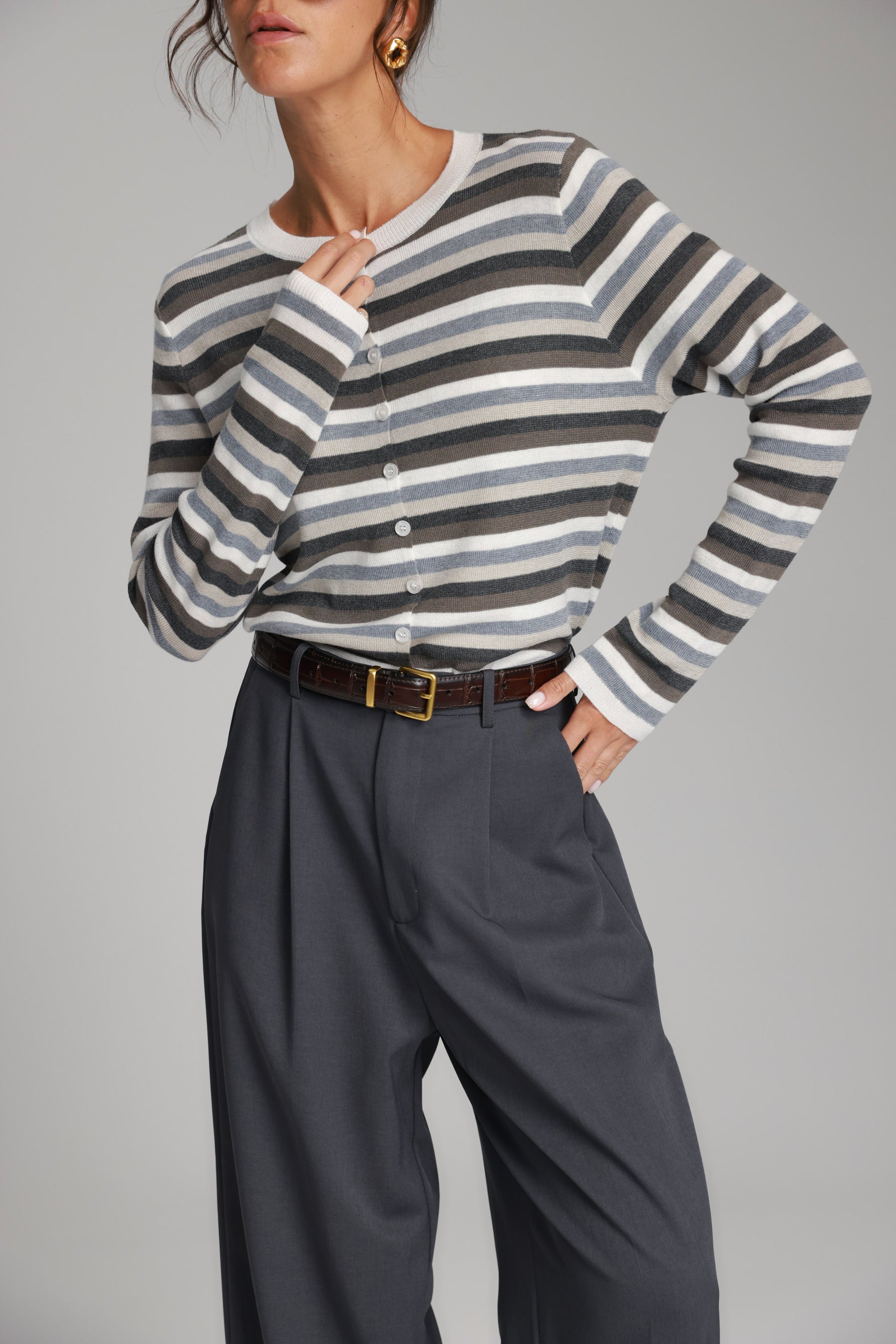 סריג ג'ול פסים אפורים