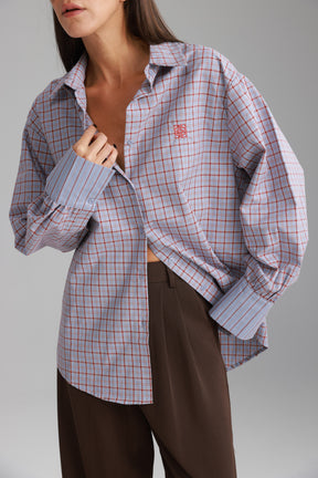 חולצת קולינה תכלת/בורדו