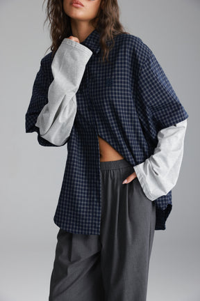 חולצת נארה נייבי/אפור